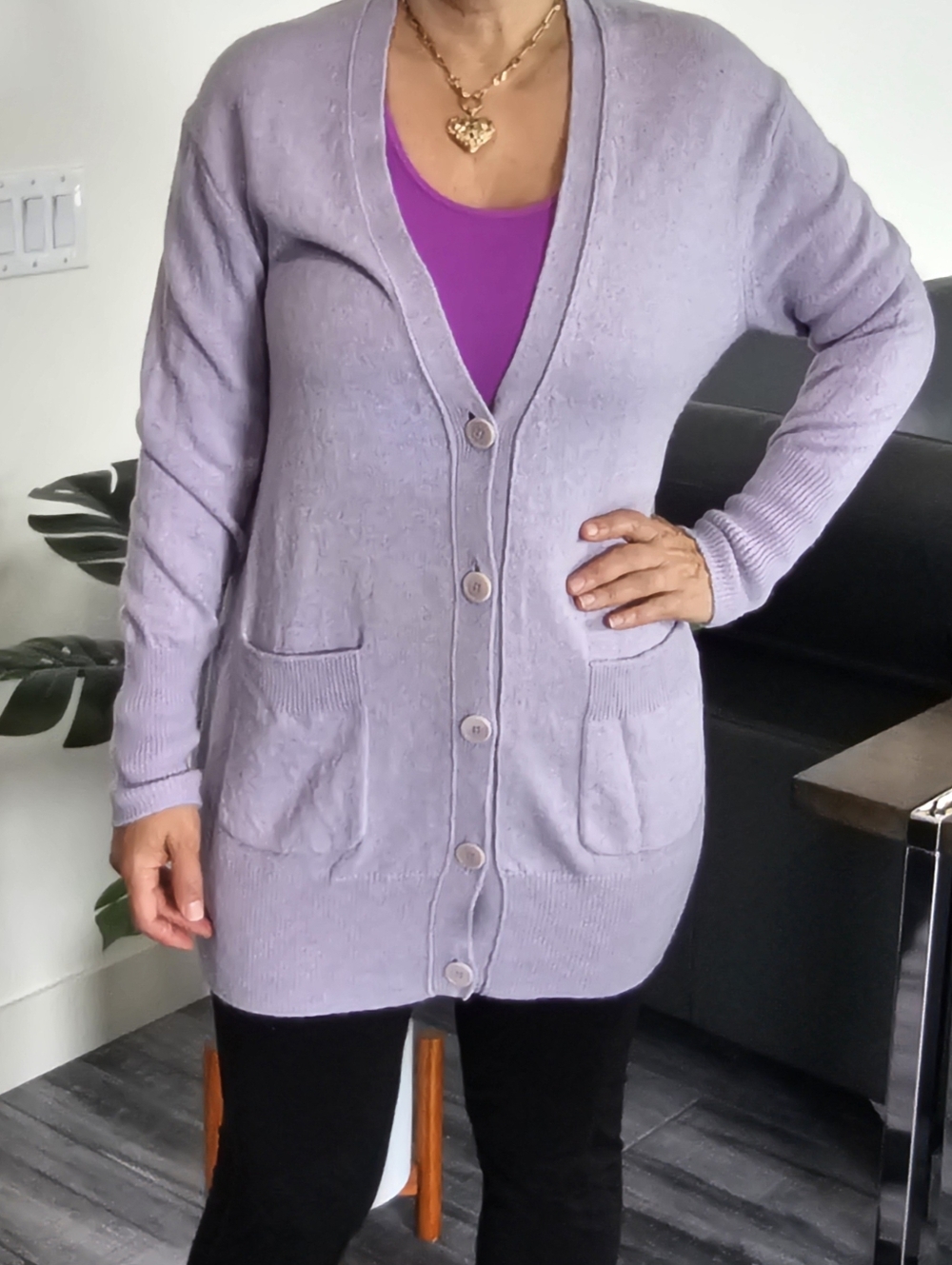 J. Crew Lavender Button-Front Women's Cardigan Sweater